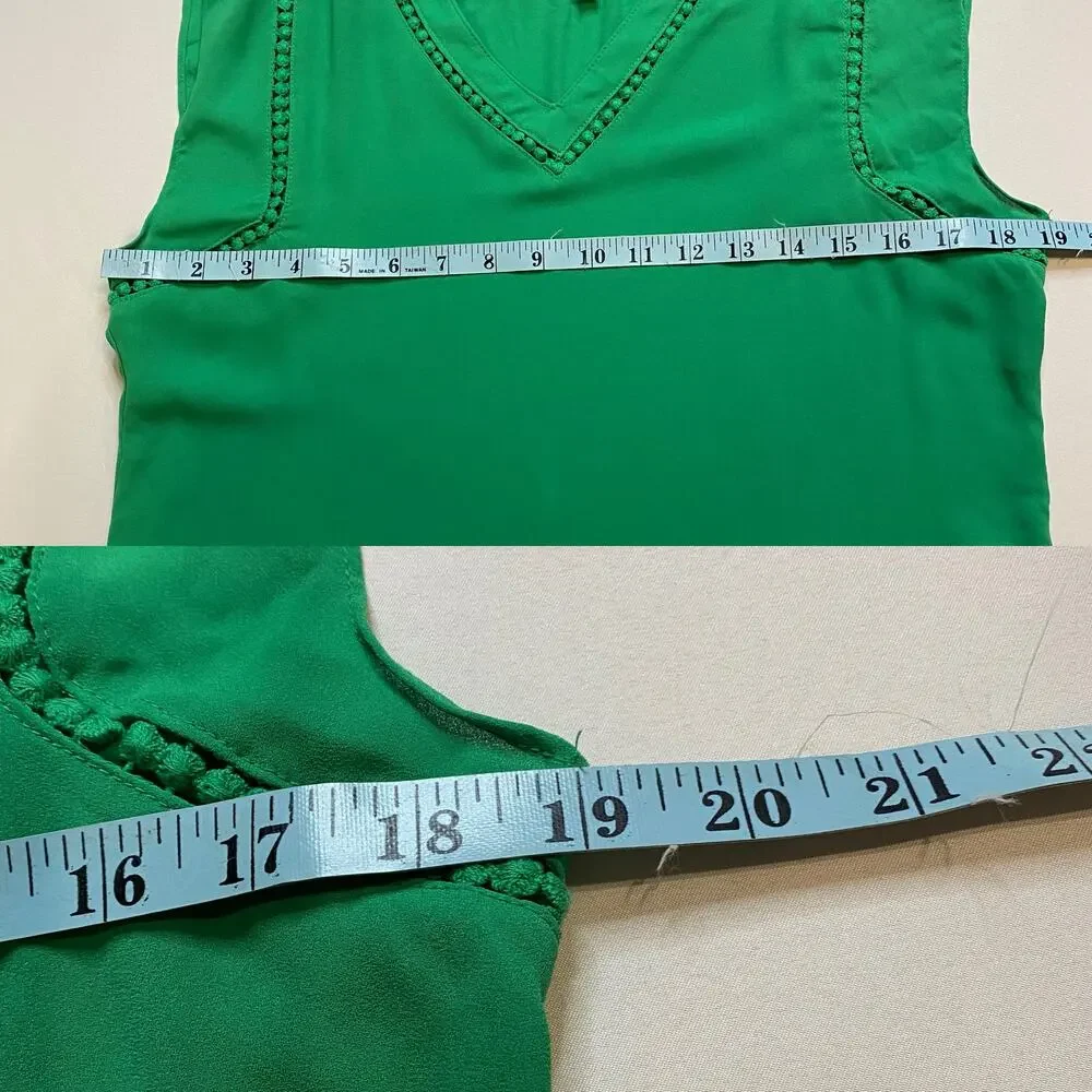41 Hawthorn Light Green Sleeveless Blouse Embroidered V Neck Small - Picture 15 of 17